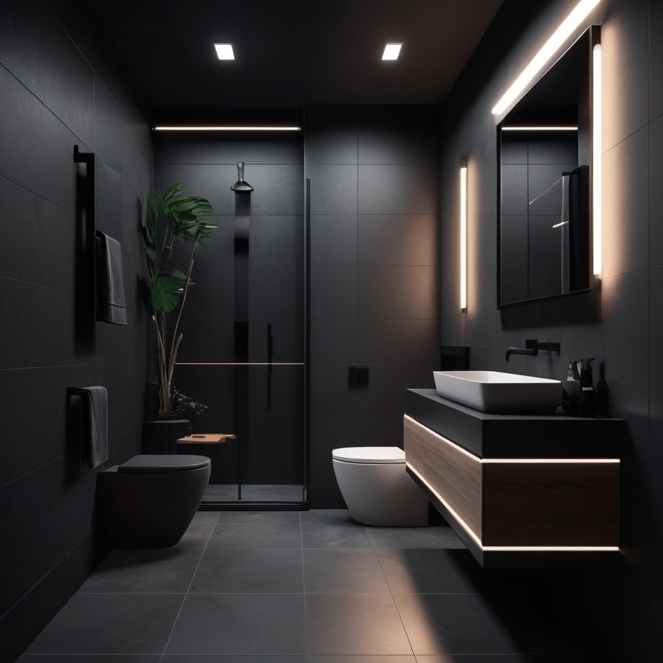 Dark-Toned Bathroom 